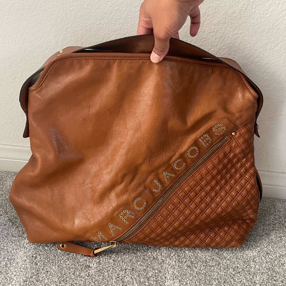 MARC JACOBS airing cognac quilted leather hobo bag